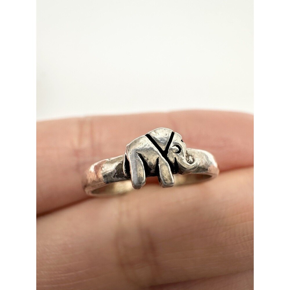 925 Sterling Silver Elephant Open Band Ring Size 5.75